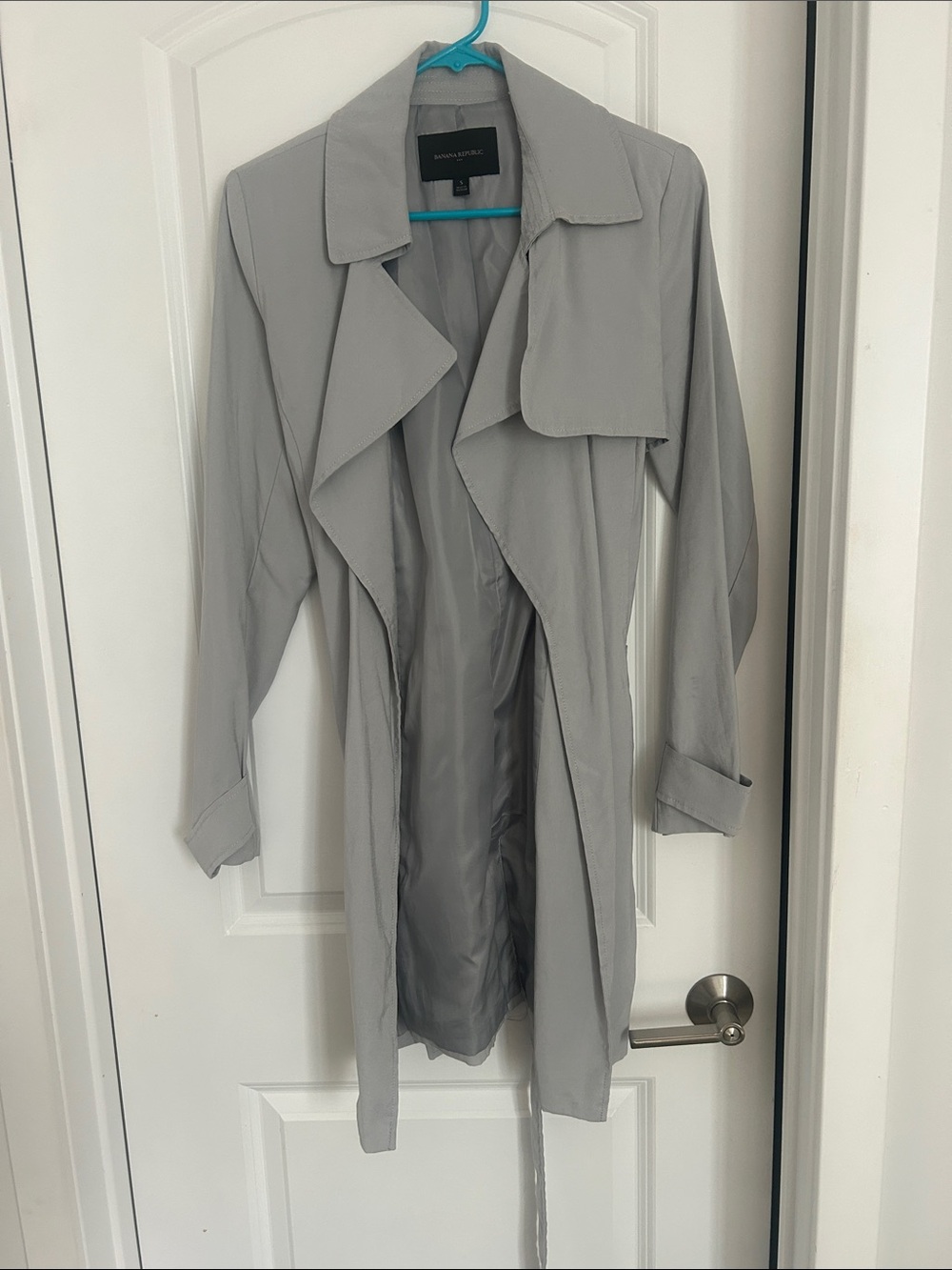 Banana Republic Light Gray/Blue Waterfall Trench Coat